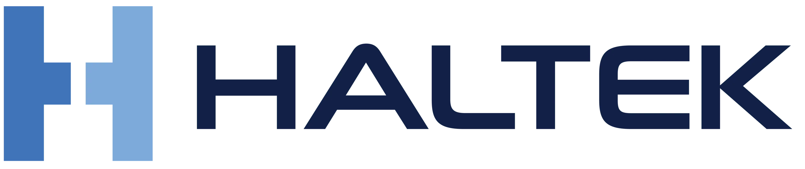 Logotipo de HALTEK en color azul.